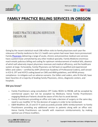 FAMILY PRACTICE BILLING SERVICES IN OREGON