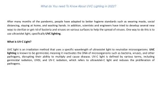 What do You need To Know About UVC Lighting in 2022