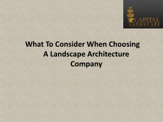 What To Consider When Choosing A Landscape Architecture Company