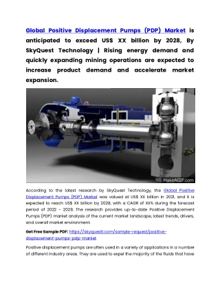 Global Positive Displacement Pumps (PDP) Market to Exhibit a CAGR of 6.90%  from