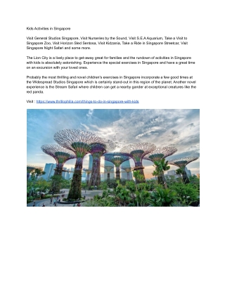 Kids Activities in Singapore