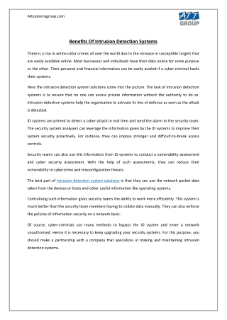 Benefits of Intrusion Detection Systems