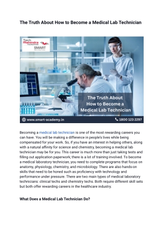 The Truth About How to Become a Medical Lab Technician