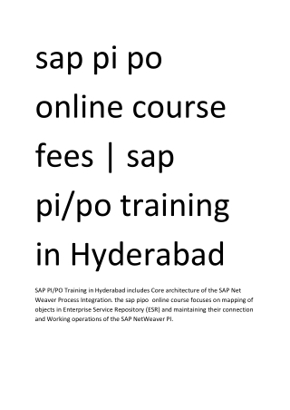 sap pipo online training |sap ppoi training |sap  pipo online training in   Hyde