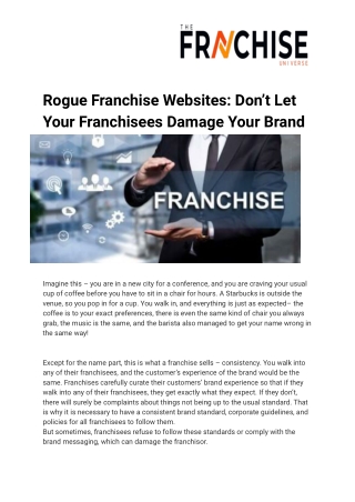 Rogue Franchise Websites: Don’t Let Your Franchisees Damage Your Brand