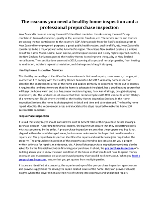 The reasons you need a healthy home inspection and a professional prepurchase inspection