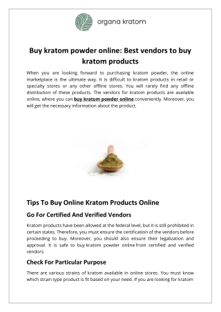 Buy kratom powder online