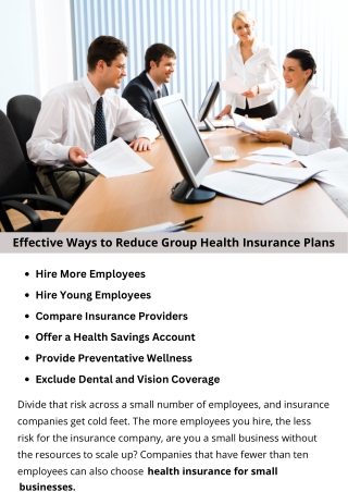 Effective Ways to Reduce Group Health Insurance Plans