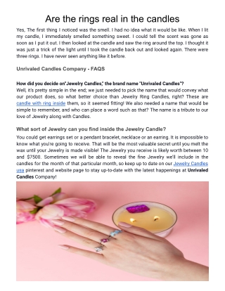 Jewelry Ring Candles Company - FAQS