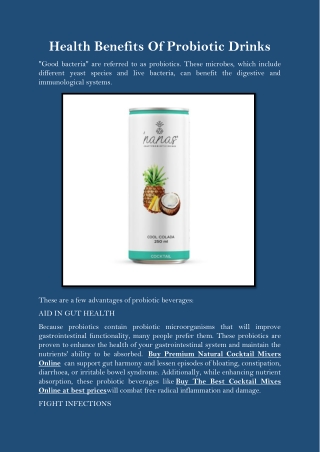 Health Benefits of Probiotic drinks