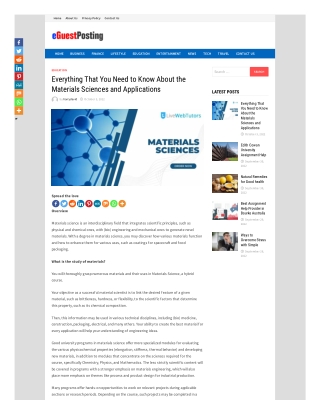 Everything That You Need to Know About the Materials Sciences and Applications
