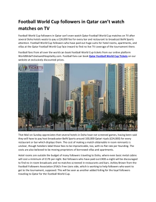 Football World Cup followers in Qatar can’t watch matches on TV