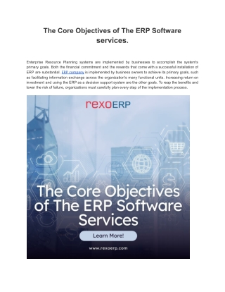 The Core Objectives of The ERP Software services