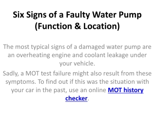 Six Signs of a Faulty Water Pump (Function & Location)