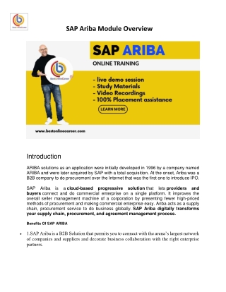 sap ariba module overview