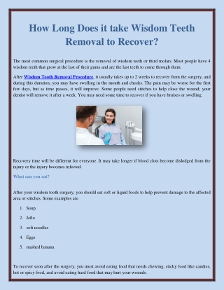 How Long Does it take Wisdom Teeth Removal to Recover?