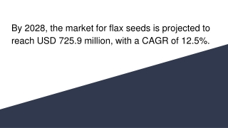 By 2028, the market for flax seeds is projected to reach USD 725.9 million, with a CAGR of 12.5%.