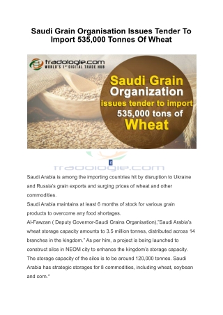 Saudi Grain Organisation Issues Tender To Import 535,000 Tonnes Of Wheat (1)