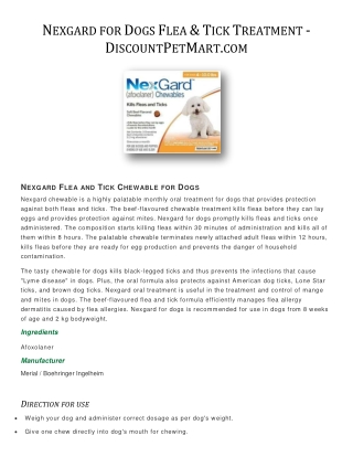 Nexgard for Dogs Flea & Tick Treatment - DiscountPetMart.com