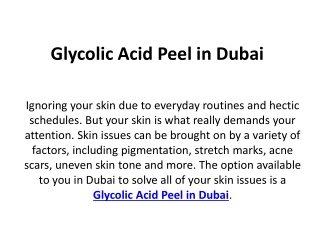 Glycolic Acid Peel in Dubai