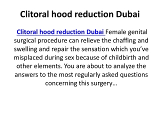 Clitoral hood reduction Dubai