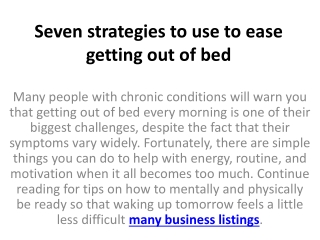 Seven strategies to use to ease getting out of bed