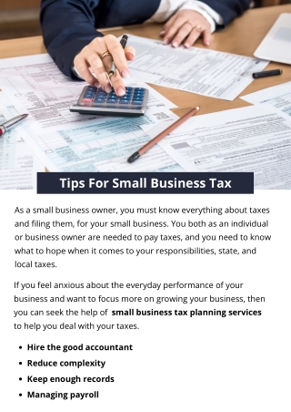 Tips For Small Business Tax