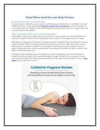 Is a Body Pillow Good for your Body Posture