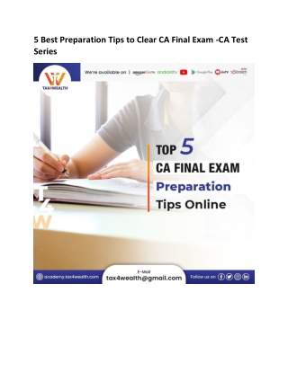 5 Best Preparation Tips to Clear CA Final Exam