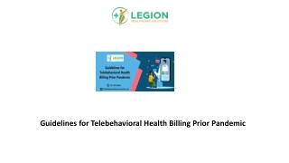 Guidelines for Telebehavioral Health Billing Prior Pandemic