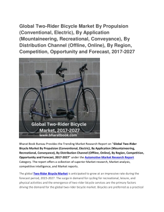 Global Two-Rider Bicycle Market And Forecasts, 2017-2027