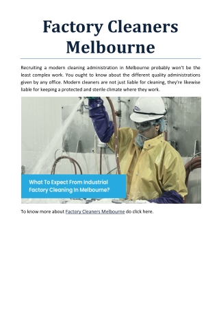 Factory Cleaners Melbourne