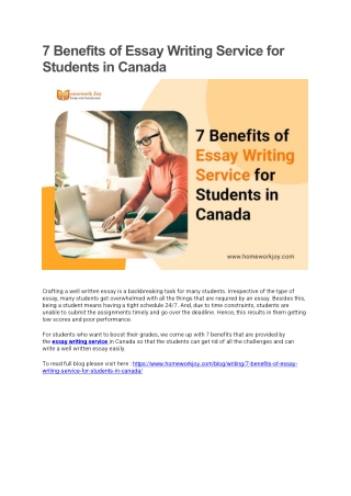 7 Benefits of Essay Writing Service for Students in Canada