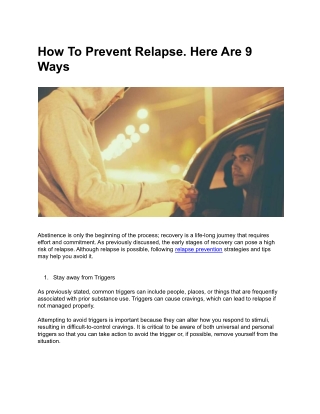 How To Prevent Relapse. Here Are 9 Ways