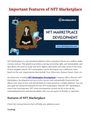 List Of Essentail Features Of NFT Marketplace Development