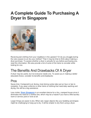 A Complete Guide To Purchasing A Dryer In Singapore