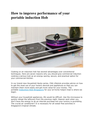 How to improve performance of your portable induction Hob