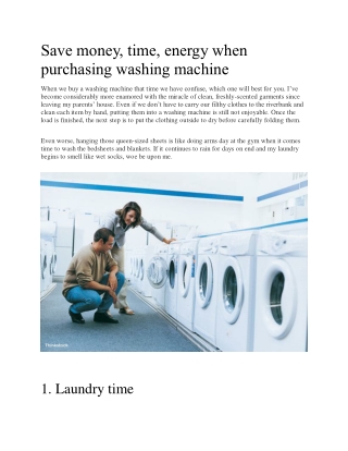Save money, time, energy when purchasing washing machine