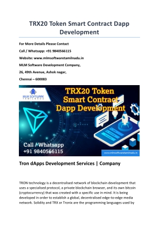 TRX20 Token Smart Contract Dapp Development