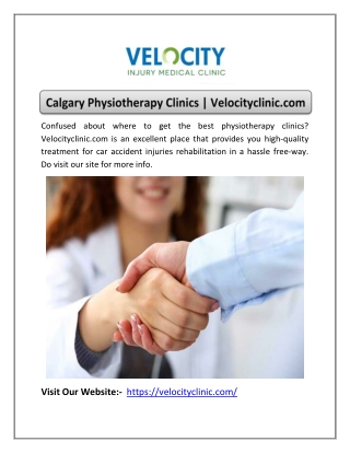 Calgary Physiotherapy Clinics | Velocityclinic.com