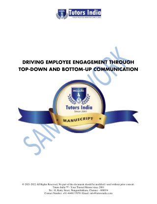 DRIVING EMPLOYEE ENGAGEMENT MANUSCRIPT SAMPLE WORK - TUTORS INDIA