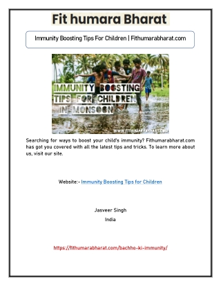 Immunity Boosting Tips For Children | Fithumarabharat.com