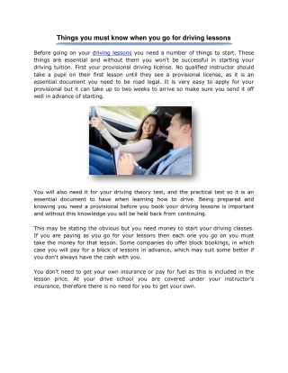 Things you must know when you go for driving lessons