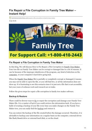 Fix Repair a File Corruption in Family Tree Maker – Instant Help!