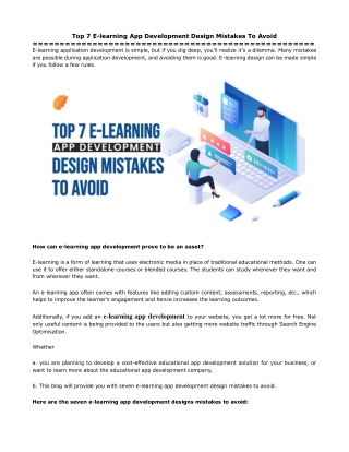 Top 7 E-learning App Development Design Mistakes To Avoid