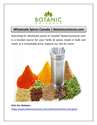 Wholesale Spices Canada | Botanicuniverse.com