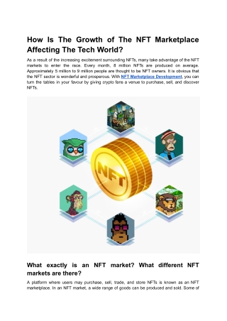 How Is The Growth of The NFT Marketplace Affecting The Tech World_