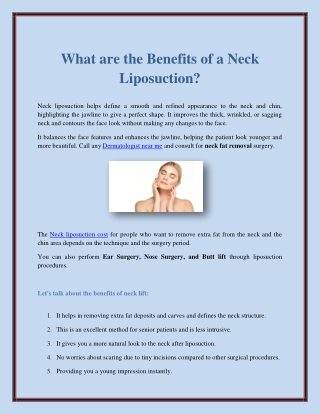 What are the Benefits of a Neck Liposuction?