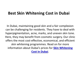 Skin Whitening Cost in Dubai