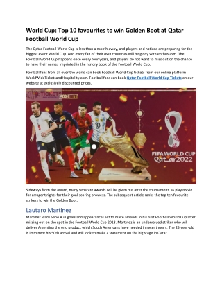 World Cup Top 10 favourites to win Golden Boot at Qatar Football World Cup